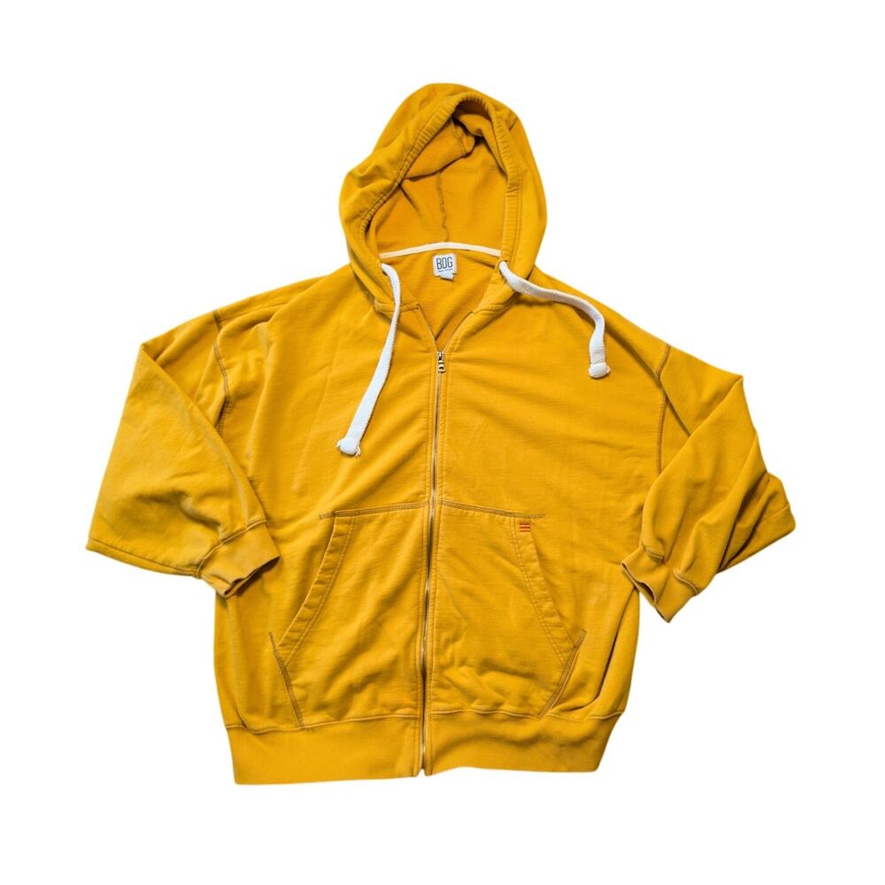 BDG Urban Outfitters Hoodie Medium Yellow Full Zip Fleece Sweatshirt Oversize